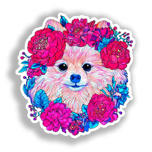 Pomeranian Dog Vinyl Decal Sticker for Car, Laptop, Tumbler and more # A017367-4" x 4"