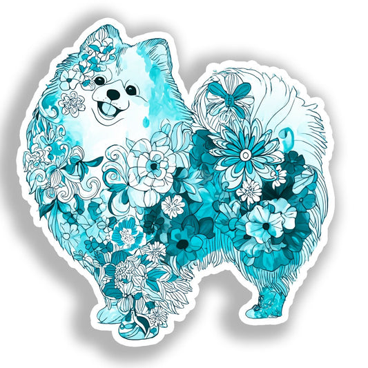 Pomeranian Dog Vinyl Decal Sticker for Car, Laptop, Tumbler and more # A017498-4" x 4"