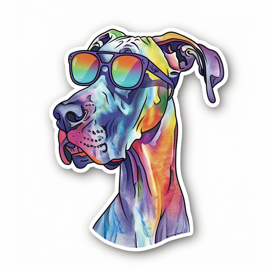 Adorable Great Dane Dog Expressive surreal Vinyl Decal Sticker for Car, Laptop, Tumbler and more # F018104