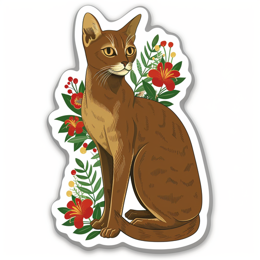 Abyssinian Cat astronaut majestic Expressive surreal Vinyl Decal Sticker for Car, Laptop, Tumbler and more # F021069-4" x 4"