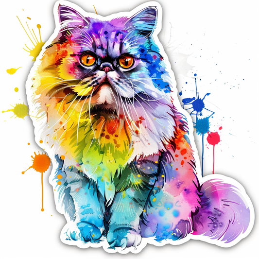Sticker of a Persian Cat majestic Expressive surreal Vinyl Decal Sticker for Car, Laptop, Tumbler and more # F016307