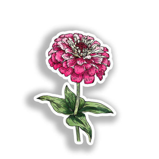 Zinnia Flower Vinyl Decal Sticker for Car, Laptop, Tumbler and more # A019096-4" x 4"