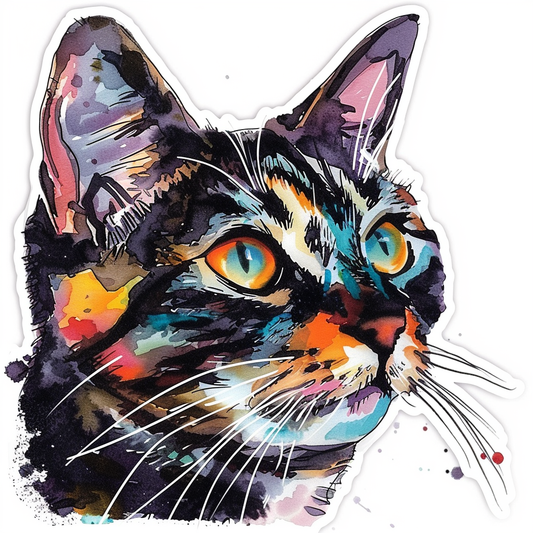 American Shorthair Cat majestic Expressive surreal Vinyl Decal Sticker for Car, Laptop, Tumbler and more # F019860-4" x 4"