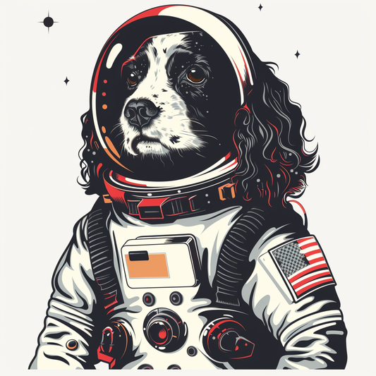Sticker of a Cocker Spaniel Dog astronaut majestic Expressive surreal Vinyl Decal Sticker for Car, Laptop, Tumbler and more # F020190