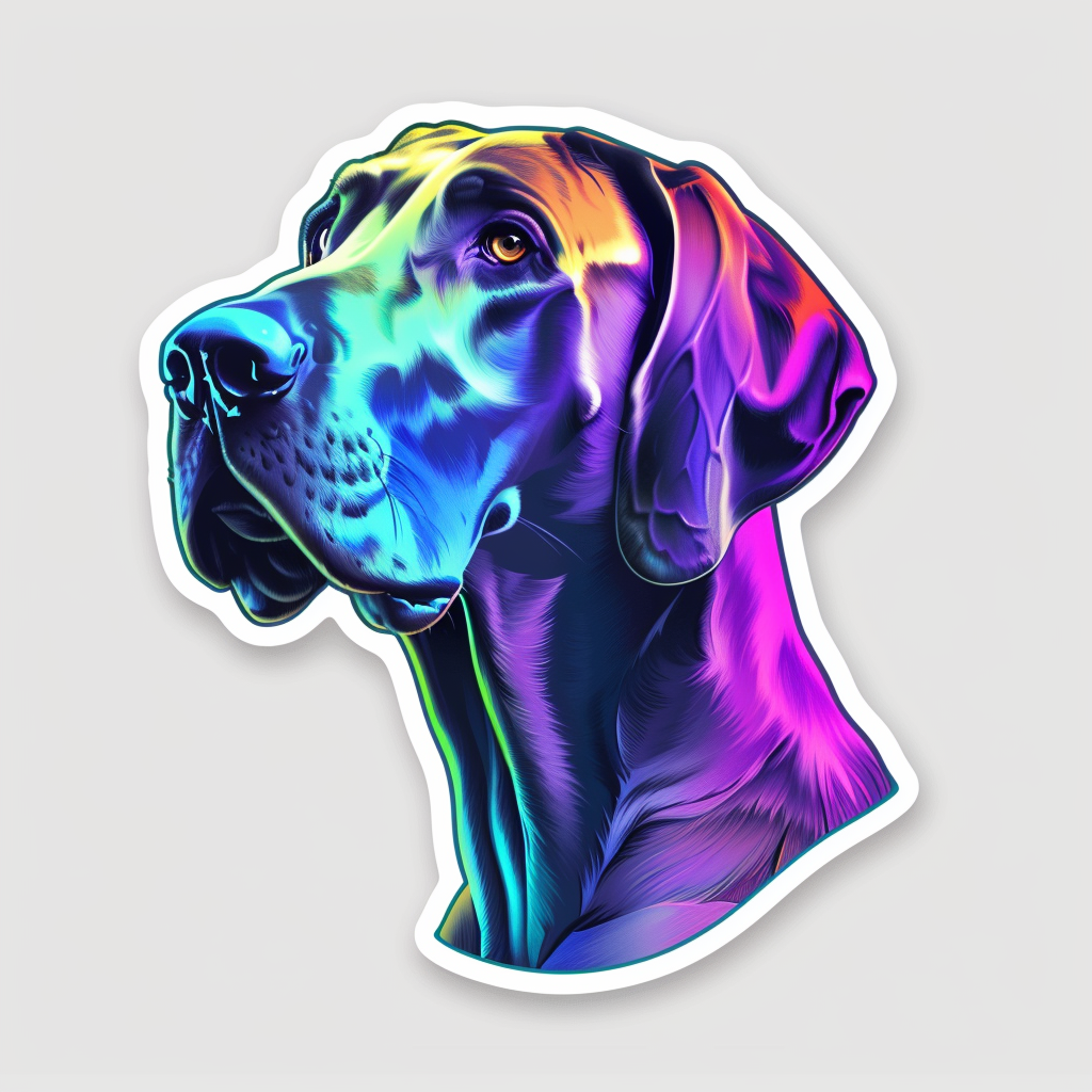 Adorable Great Dane Dog Expressive surreal Vinyl Decal Sticker for Car, Laptop, Tumbler and more # F017939