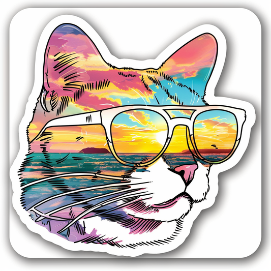 American Shorthair Cat majestic Expressive surreal Vinyl Decal Sticker for Car, Laptop, Tumbler and more # F019869-4" x 4"