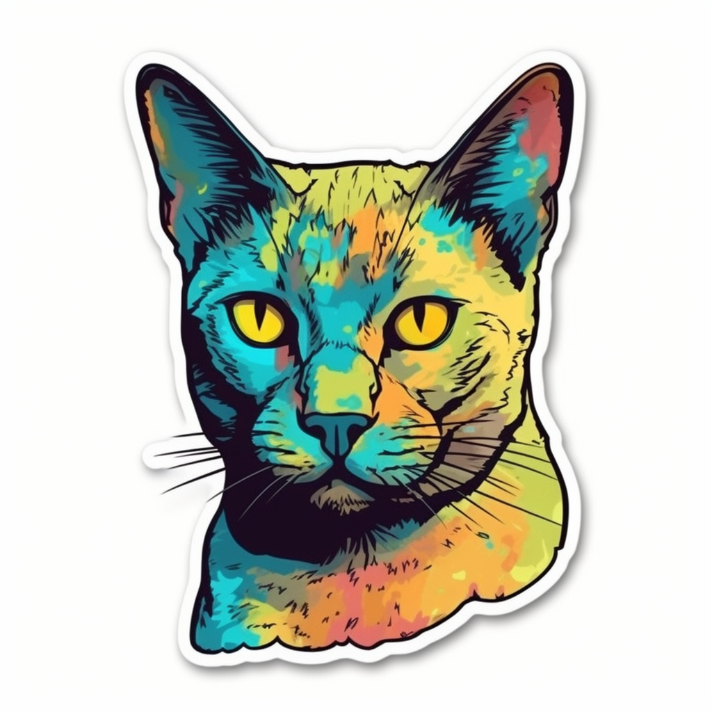 Burmese Cat modern neon graffiti Vinyl Decal Sticker for Car, Laptop, Tumbler and more # F010731
