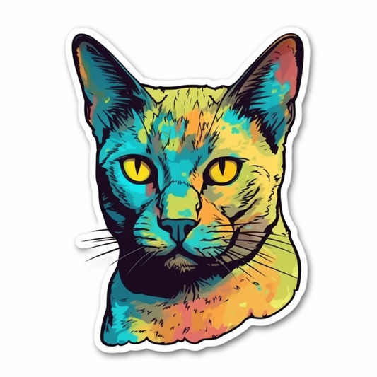 Burmese Cat modern neon graffiti Vinyl Decal Sticker for Car, Laptop, Tumbler and more # F010731