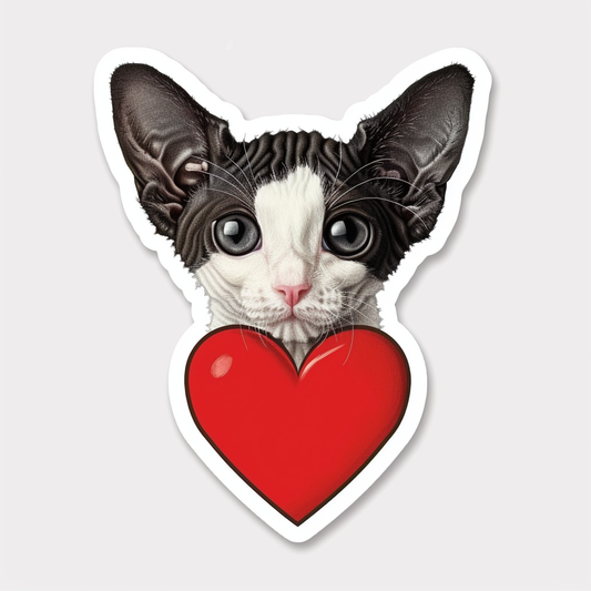 Adorable Cornish Rex Cat Expressive surreal Vinyl Decal Sticker for Car, Laptop, Tumbler and more # F021558-4" x 4"