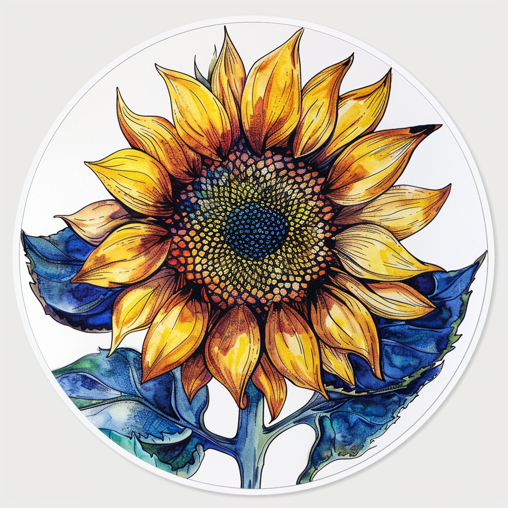 Sunflower flower majestic Expressive surreal Vinyl Decal Sticker for Car, Laptop, Tumbler and more # F022966