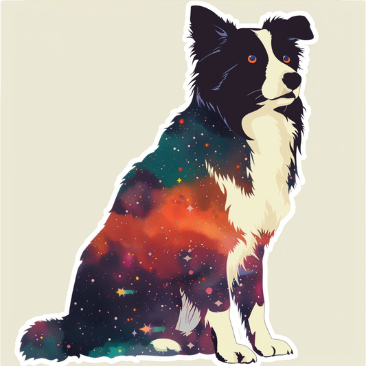 Border Collie Dog majestic Expressive surreal Vinyl Decal Sticker for Car, Laptop, Tumbler and more # F021849-4" x 4"