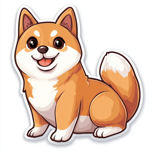 Shiba Inu sticker cartoon style Expressive surreal Vinyl Decal Sticker for Car, Laptop, Tumbler and more # F025799