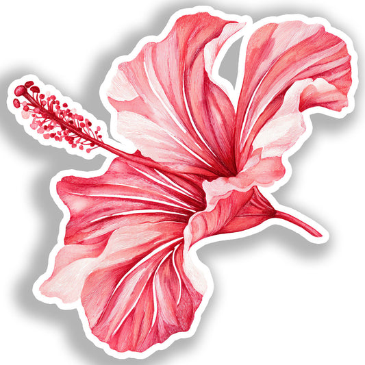 Hibiscus Flower Vinyl Decal Sticker for Car, Laptop, Tumbler and more # A019460-4" x 4"