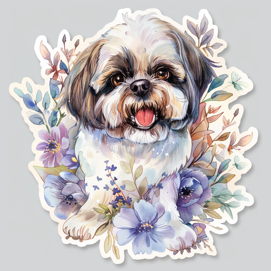 Adorable Shih Tzu Dog Expressive surreal Vinyl Decal Sticker for Car, Laptop, Tumbler and more # F018167