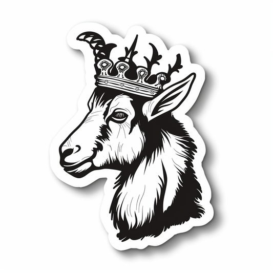 Goat Crowned majestic Expressive surreal Vinyl Decal Sticker for Car, Laptop, Tumbler and more # F020558-4" x 4"