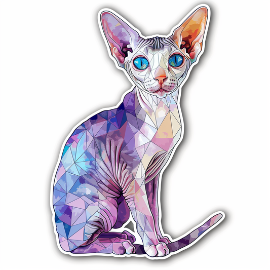 Adorable Cornish Rex Cat Expressive surreal Vinyl Decal Sticker for Car, Laptop, Tumbler and more # F021506-4" x 4"