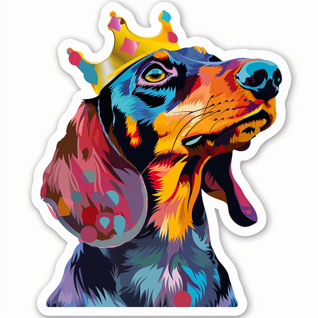 Dachshund Dog crowned Vinyl Decal Sticker for Car, Laptop, Tumbler and more # F013172