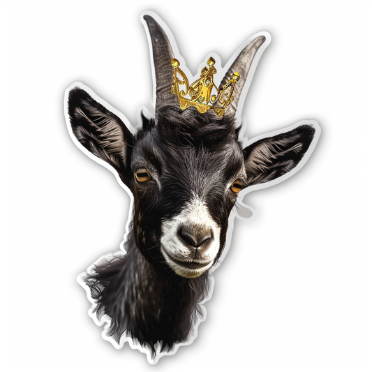 Goat Crowned majestic Expressive surreal Vinyl Decal Sticker for Car, Laptop, Tumbler and more # F020542-4" x 4"