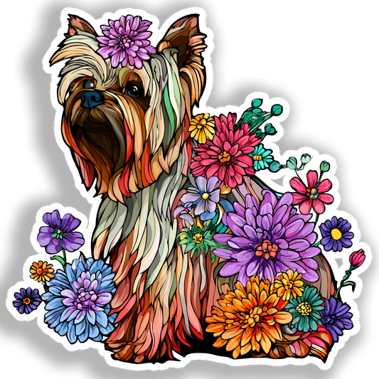 Yorkshire Terrier Dog Vinyl Decal Sticker for Car, Laptop, Tumbler and more # A017137-4" x 4"
