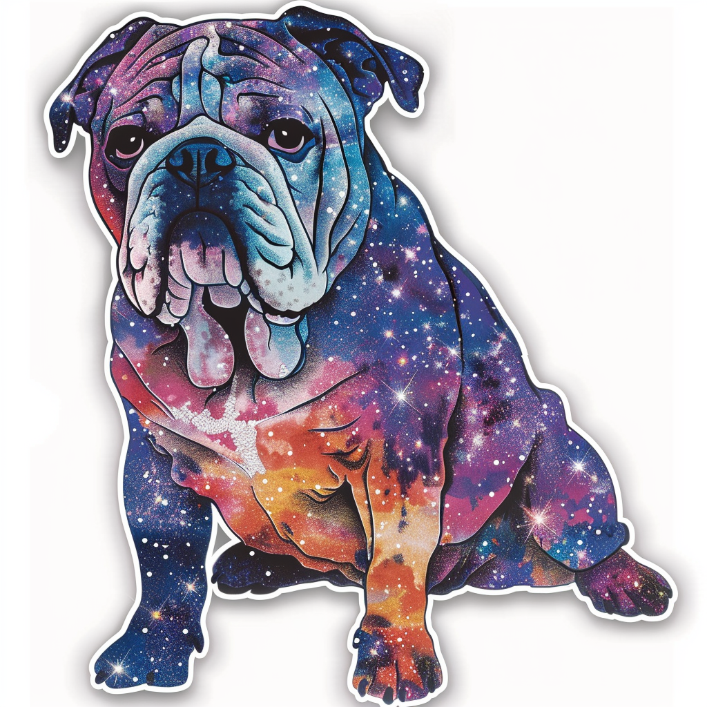 Bulldog Dog galaxy majestic Expressive surreal Vinyl Decal Sticker for Car, Laptop, Tumbler and more # F017484