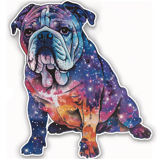 Bulldog Dog galaxy majestic Expressive surreal Vinyl Decal Sticker for Car, Laptop, Tumbler and more # F017484