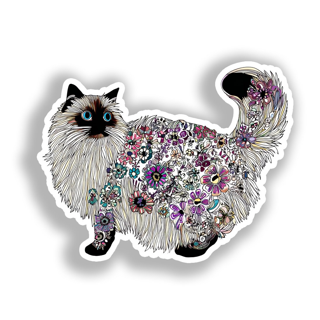Birman Cat Vinyl Decal Sticker for Car, Laptop, Tumbler and more # A019025-4" x 4"