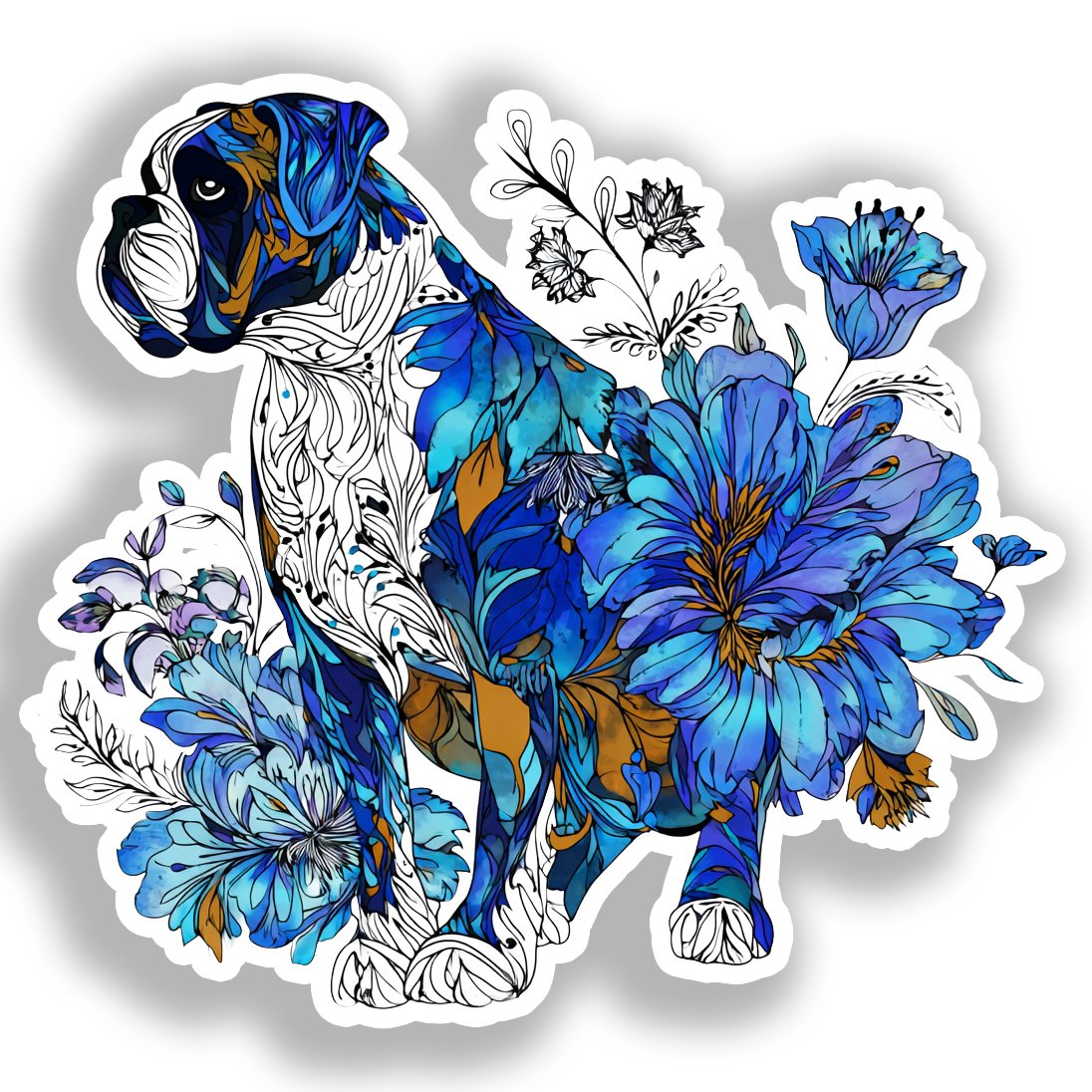 Boxer Dog Vinyl Decal Sticker for Car, Laptop, Tumbler and more # A018960-4" x 4"