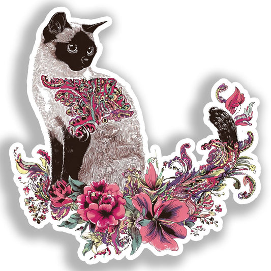 Balinese Cat Vinyl Decal Sticker for Car, Laptop, Tumbler and more # A018696-4" x 4"