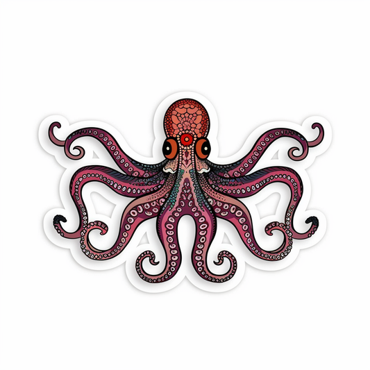 Sticker of a Octopus heartcore majestic Expressive surreal Vinyl Decal Sticker for Car, Laptop, Tumbler and more # F015477