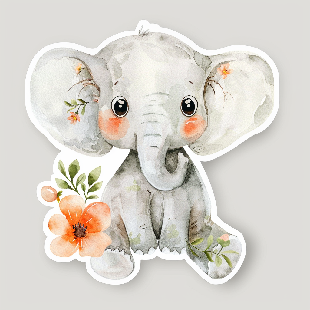 Elephant Expressive surreal Vinyl Decal Sticker for Car, Laptop, Tumbler and more # F022371-4" x 4"