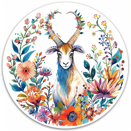 Goat majestic Expressive surreal Vinyl Decal Sticker for Car, Laptop, Tumbler and more # F020520-4" x 4"