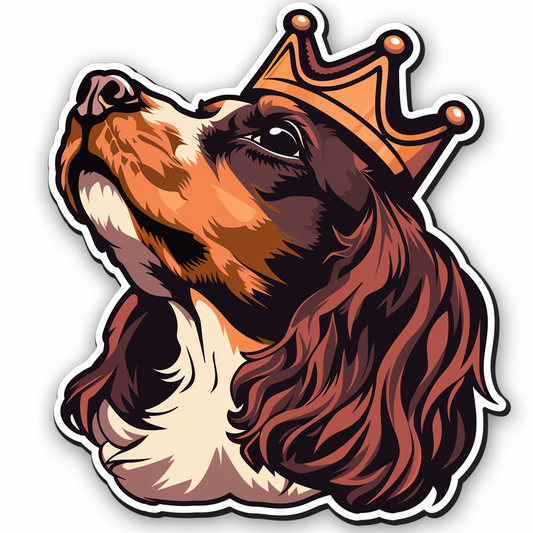 Cocker Spaniel Dog crowned majestic Expressive surreal Vinyl Decal Sticker for Car, Laptop, Tumbler and more # F020040-4" x 4"