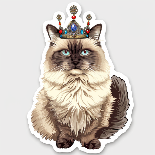 Ragdoll Cat crowned Vinyl Decal Sticker for Car, Laptop, Tumbler and more # F010263