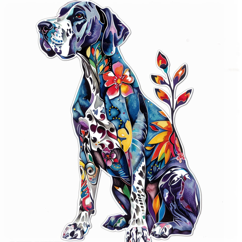 Adorable Great Dane Dog Expressive surreal Vinyl Decal Sticker for Car, Laptop, Tumbler and more # F017784