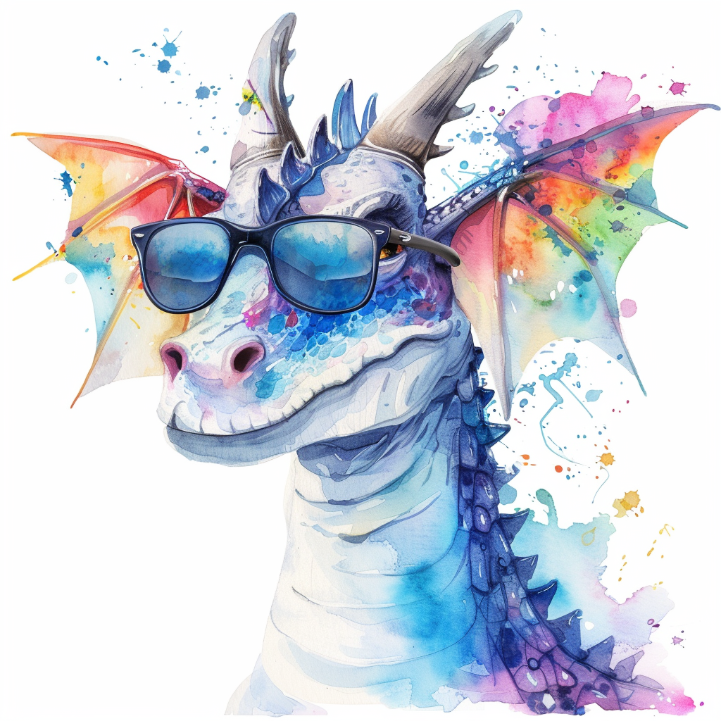 Dragon wearing sunglasses majestic Expressive surreal Vinyl Decal Sticker for Car, Laptop, Tumbler and more # F018952