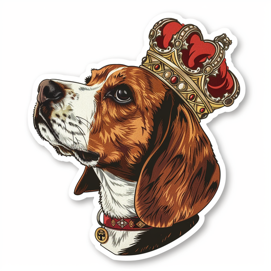 Beagle dog crowned Vinyl Decal Sticker for Car, Laptop, Tumbler and more # F011866