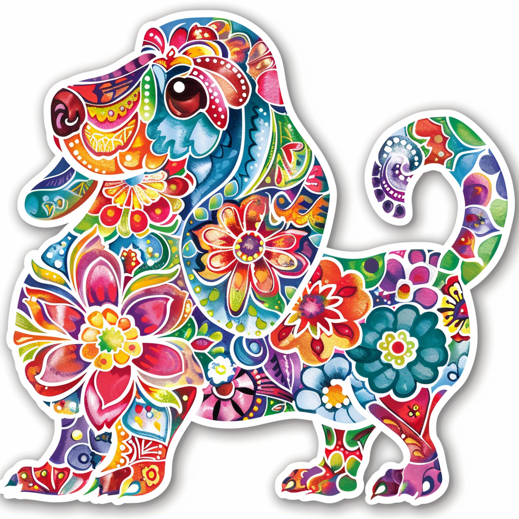 Dachshund Dog floral Vinyl Decal Sticker for Car, Laptop, Tumbler and more # F013092