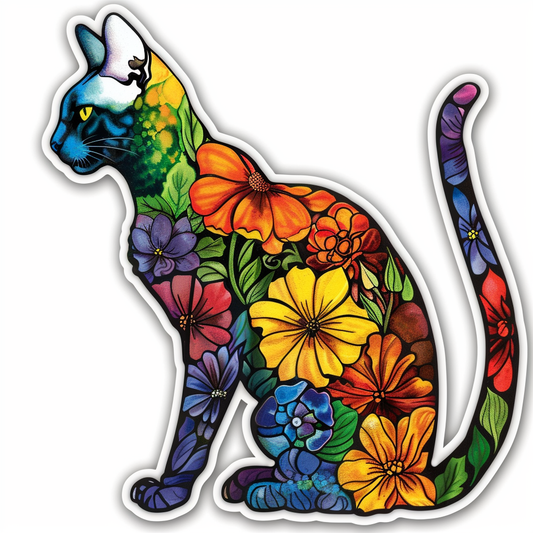 Adorable Cornish Rex Cat Expressive surreal Vinyl Decal Sticker for Car, Laptop, Tumbler and more # F021476-4" x 4"