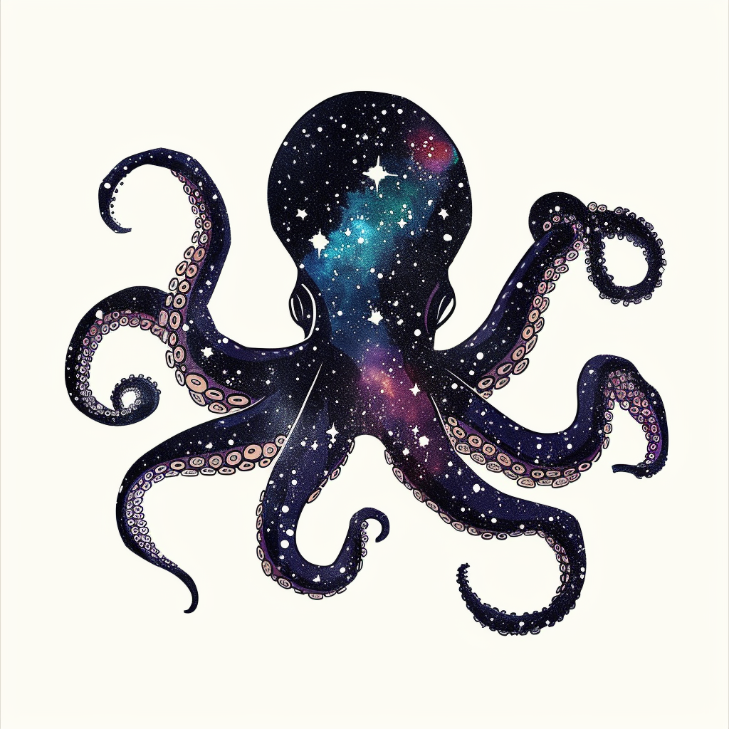 Sticker of a Octopus galaxy majestic Expressive surreal Vinyl Decal Sticker for Car, Laptop, Tumbler and more # F015660