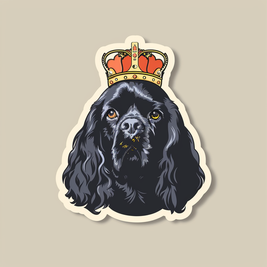 Cocker Spaniel Dog crowned majestic Expressive surreal Vinyl Decal Sticker for Car, Laptop, Tumbler and more # F020275-4" x 4"