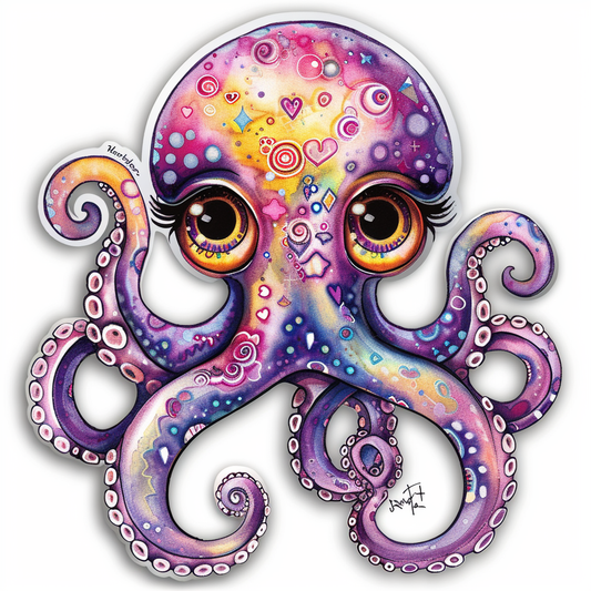 Sticker of a Octopus heartcore texture Expressive surreal Vinyl Decal Sticker for Car, Laptop, Tumbler and more # F015790