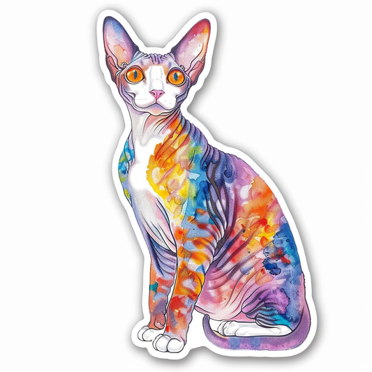 Adorable Cornish Rex Cat Expressive surreal Vinyl Decal Sticker for Car, Laptop, Tumbler and more # F021511-4" x 4"