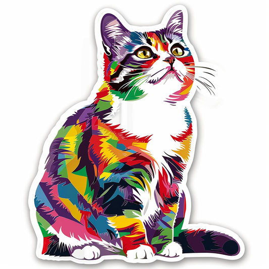 American Shorthair Cat majestic Expressive surreal Vinyl Decal Sticker for Car, Laptop, Tumbler and more # F019878-4" x 4"