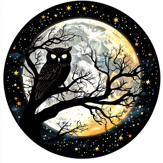 Owl Moon and Stars Vinyl Decal Sticker for Car, Laptop, Tumbler and more # F025702
