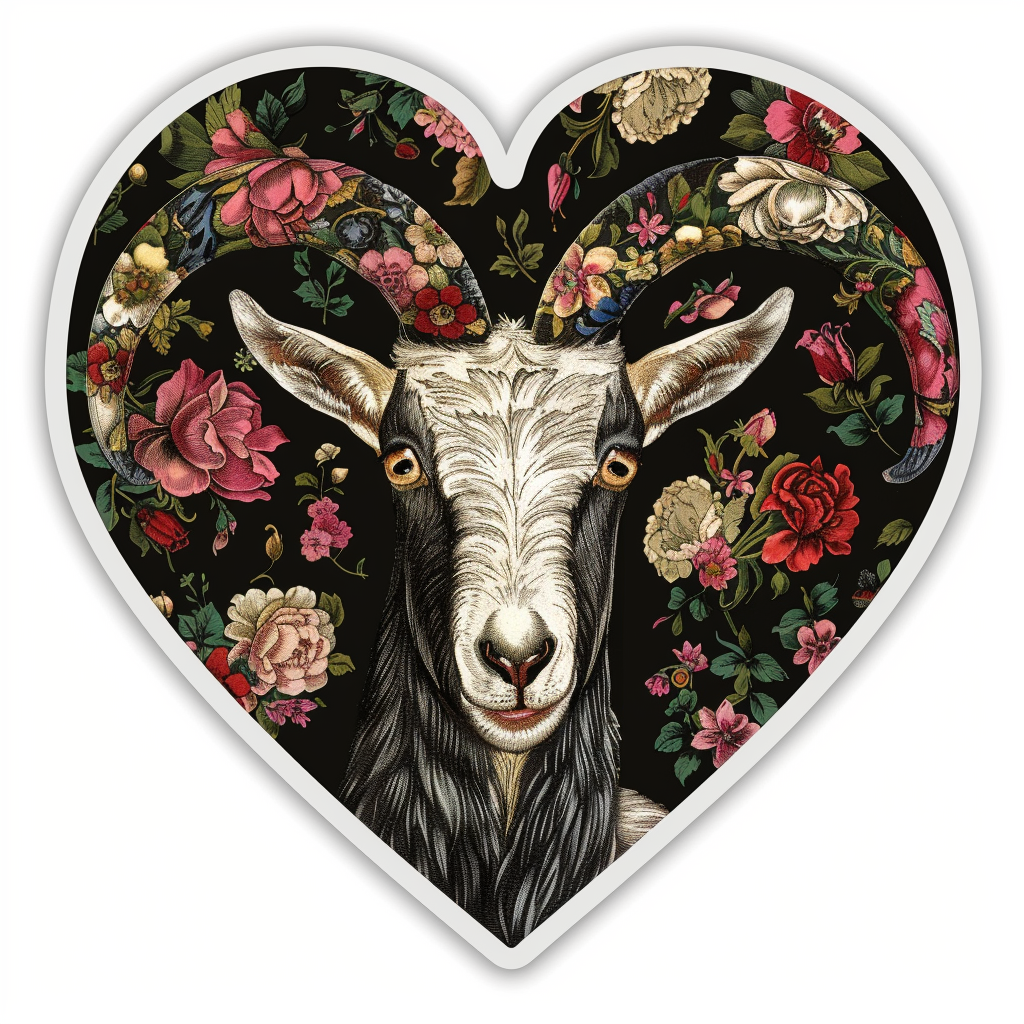 Goat majestic Expressive surreal Vinyl Decal Sticker for Car, Laptop, Tumbler and more # F020698-4" x 4"