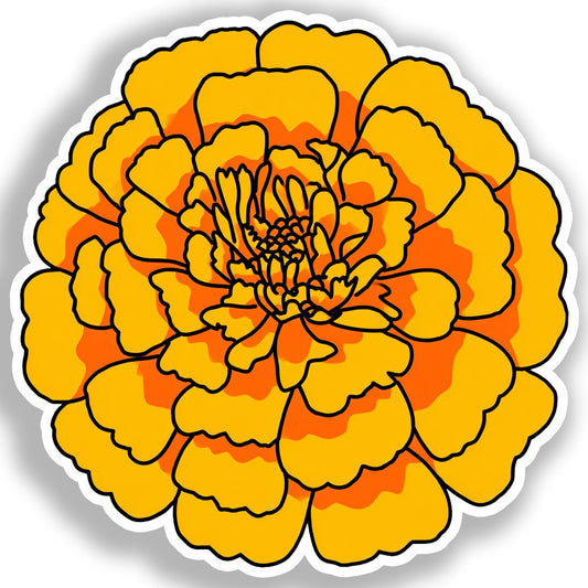 Marigold Flower Vinyl Decal Sticker for Car, Laptop, Tumbler and more # A019386-4" x 4"