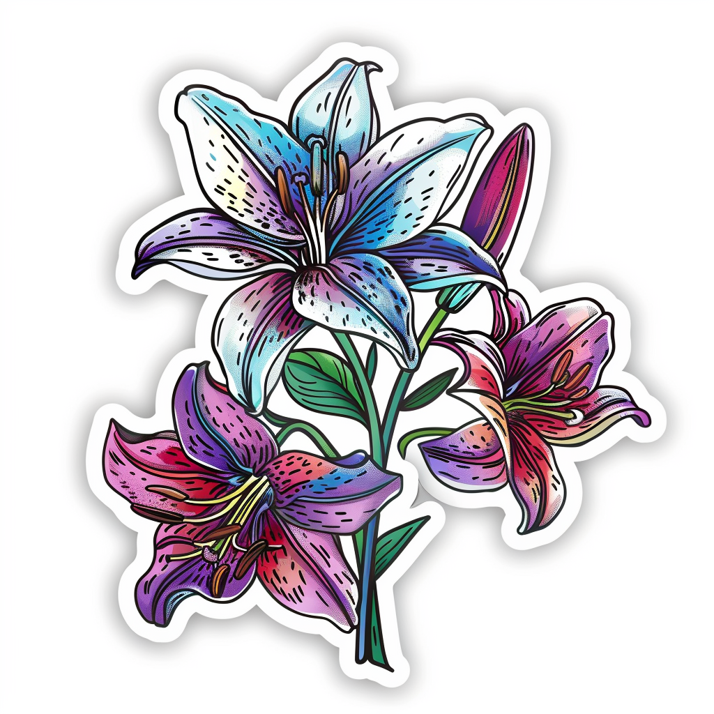 Lily flower majestic Expressive surreal Vinyl Decal Sticker for Car, Laptop, Tumbler and more # F023220