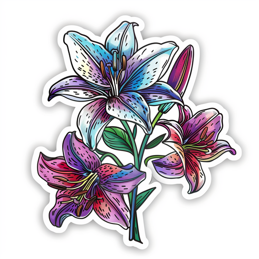 Lily flower majestic Expressive surreal Vinyl Decal Sticker for Car, Laptop, Tumbler and more # F023220