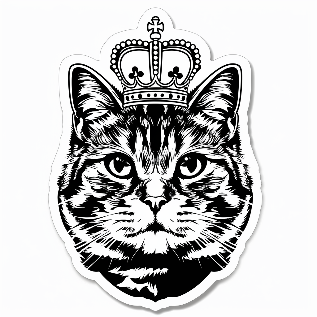 American Shorthair Cat crowned majestic Expressive surreal Vinyl Decal Sticker for Car, Laptop, Tumbler and more # F019833-4" x 4"