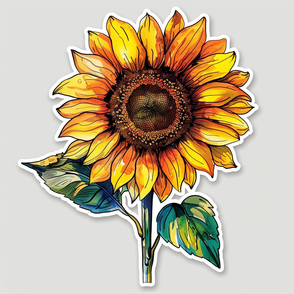 Sunflower flower majestic Expressive surreal Vinyl Decal Sticker for Car, Laptop, Tumbler and more # F023097